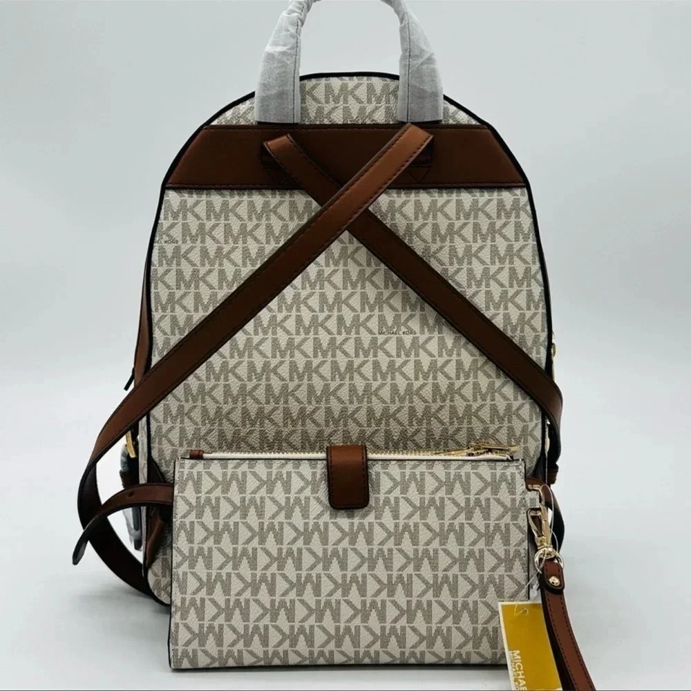 Michael Kors Medium Jaycee Zip Packet Backpack & Double Zip Wallet Wristlet - Picture 5 of 16